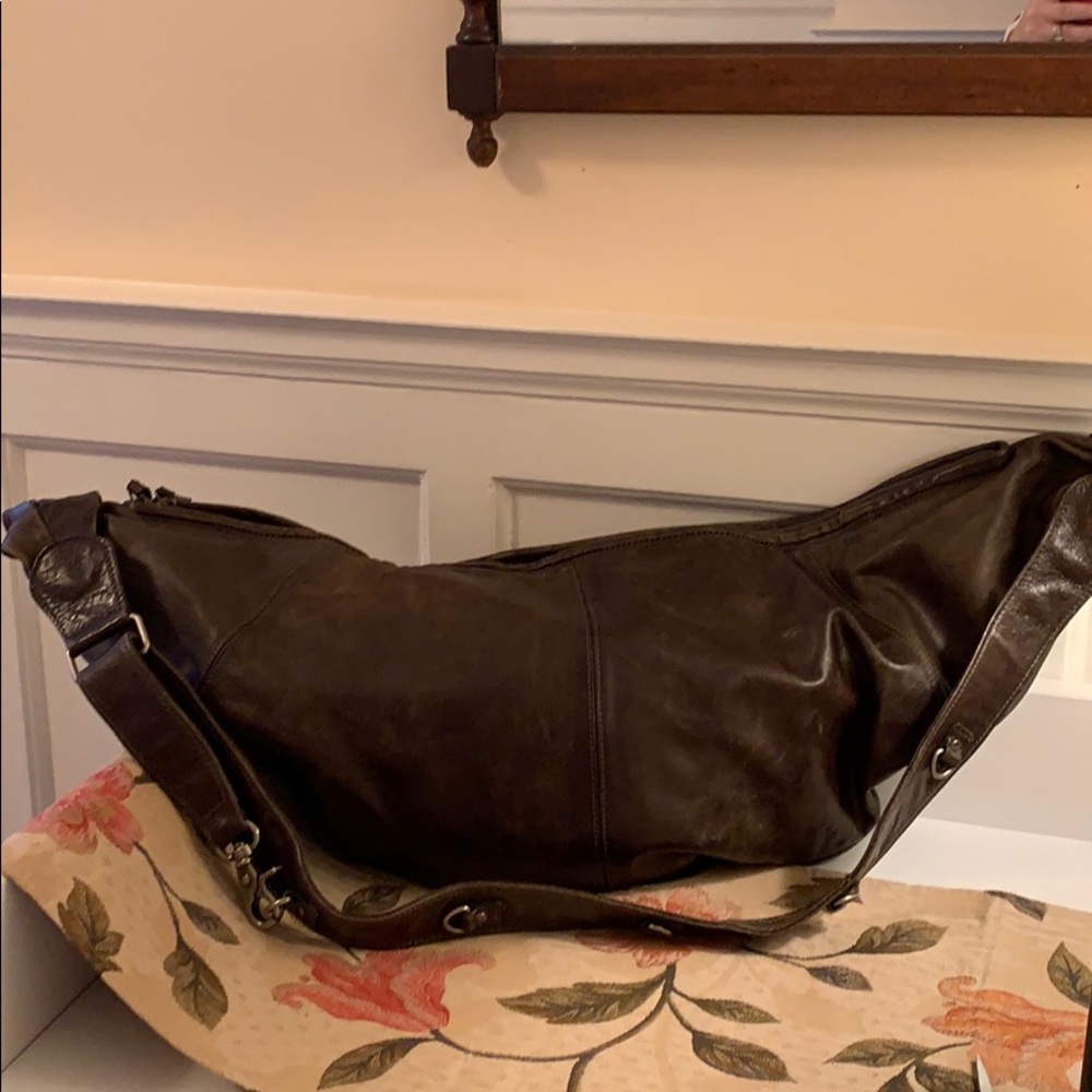 Brown leather Sabina hobo sling bag